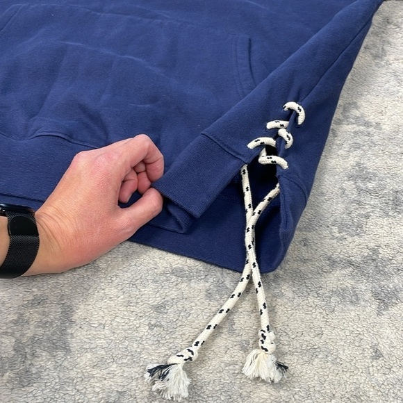 NWT Krost x Nautica Fair Winds Vented Hoodie Sweatshirt Blue Side Tie Sz L - Picture 10 of 16